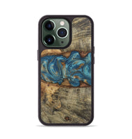 iPhone 13 Pro Wood Phone Case - Isabel (Teal & Gold, 724809)