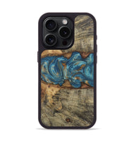 iPhone 15 Pro Wood Phone Case - Isabel (Teal & Gold, 724809)