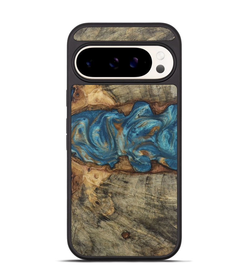 Pixel 9 Wood Phone Case - Isabel (Teal & Gold, 724809)