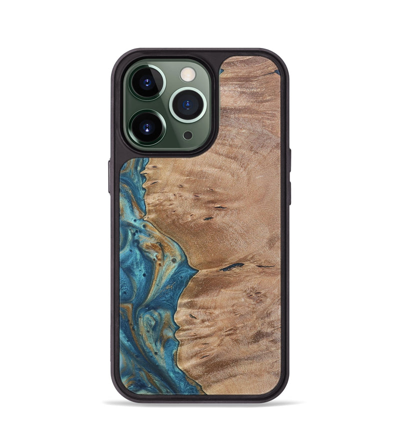 iPhone 13 Pro Wood Phone Case - Lane (Teal & Gold, 724810)