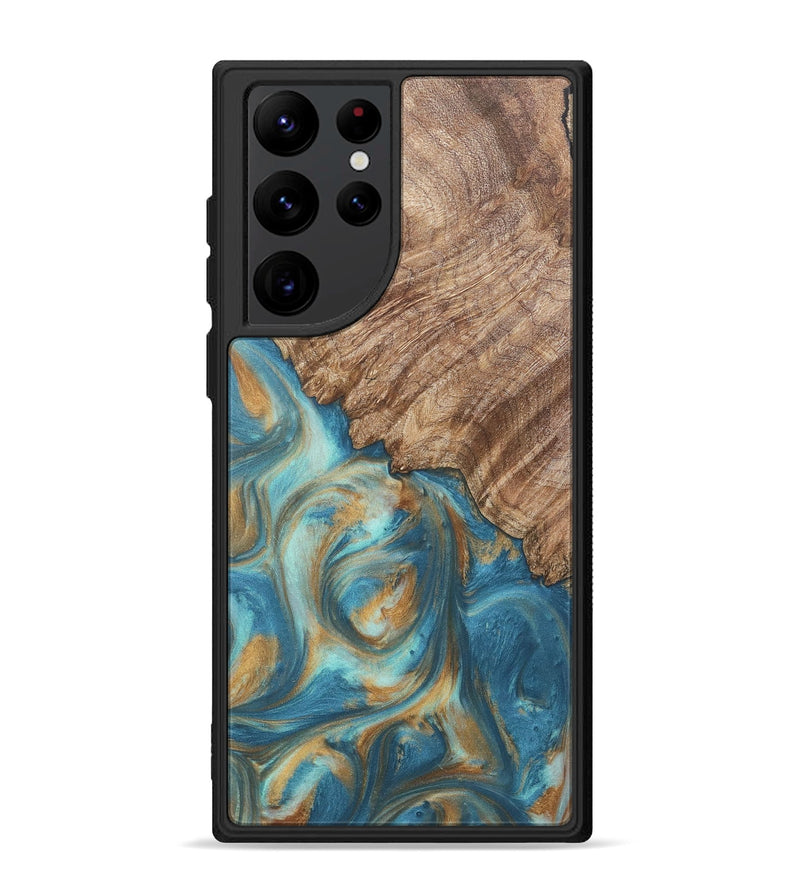 Galaxy S22 Ultra Wood Phone Case - Stacy (Teal & Gold, 724811)