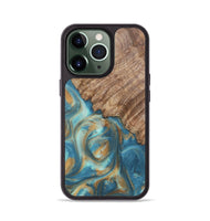 iPhone 13 Pro Wood Phone Case - Stacy (Teal & Gold, 724811)