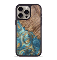 iPhone 15 Pro Max Wood Phone Case - Stacy (Teal & Gold, 724811)