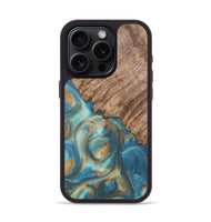 iPhone 15 Pro Wood Phone Case - Stacy (Teal & Gold, 724811)