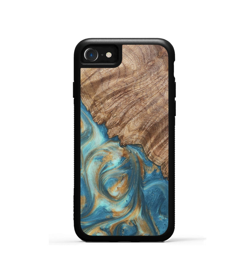 iPhone SE Wood Phone Case - Stacy (Teal & Gold, 724811)