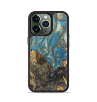 iPhone 13 Pro Wood Phone Case - Pedro (Teal & Gold, 724812)