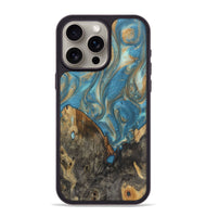 iPhone 15 Pro Max Wood Phone Case - Pedro (Teal & Gold, 724812)