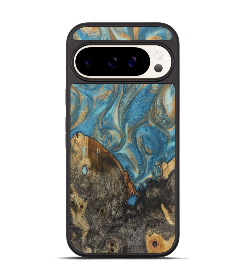 Pixel 9 Wood Phone Case - Pedro (Teal & Gold, 724812)