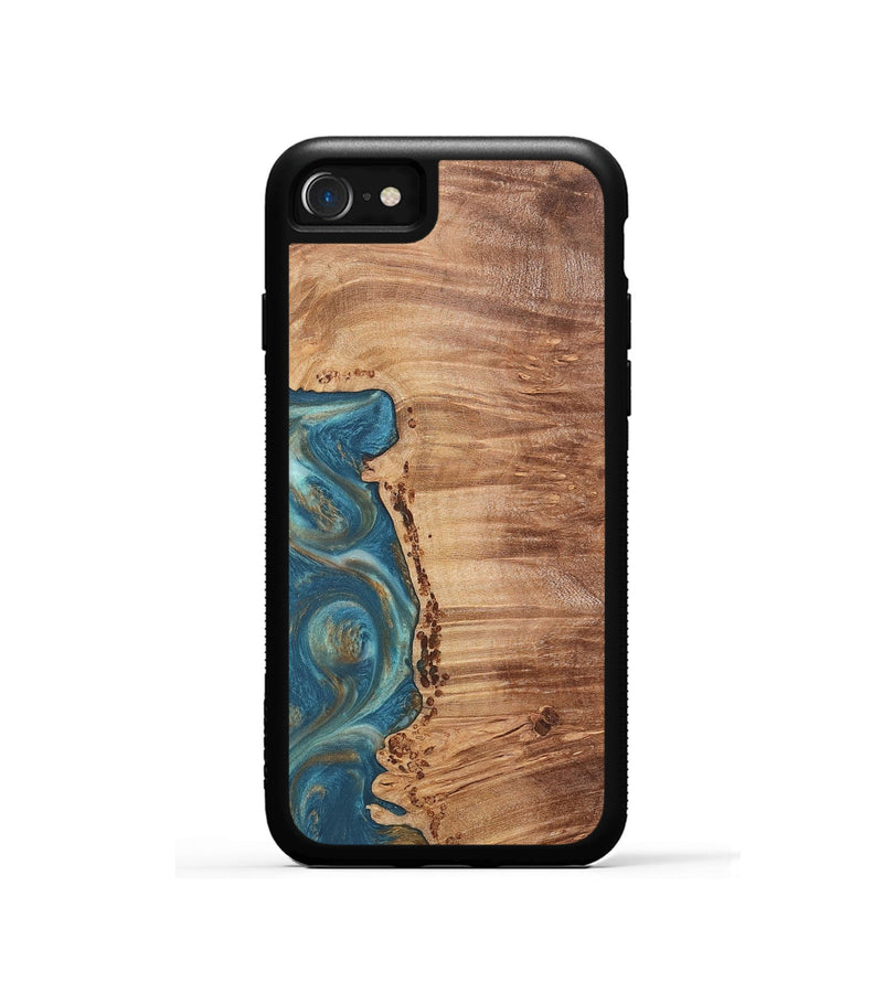 iPhone SE Wood Phone Case - Ann (Teal & Gold, 724813)