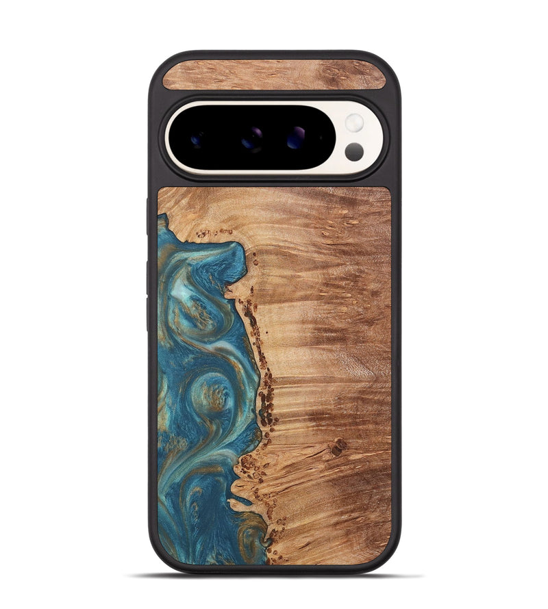 Pixel 9 Wood Phone Case - Ann (Teal & Gold, 724813)