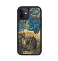 iPhone 12 Wood Phone Case - Melinda (Teal & Gold, 724814)