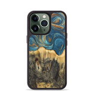 iPhone 13 Pro Wood Phone Case - Melinda (Teal & Gold, 724814)