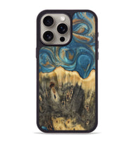 iPhone 15 Pro Max Wood Phone Case - Melinda (Teal & Gold, 724814)