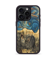 iPhone 15 Pro Wood Phone Case - Melinda (Teal & Gold, 724814)