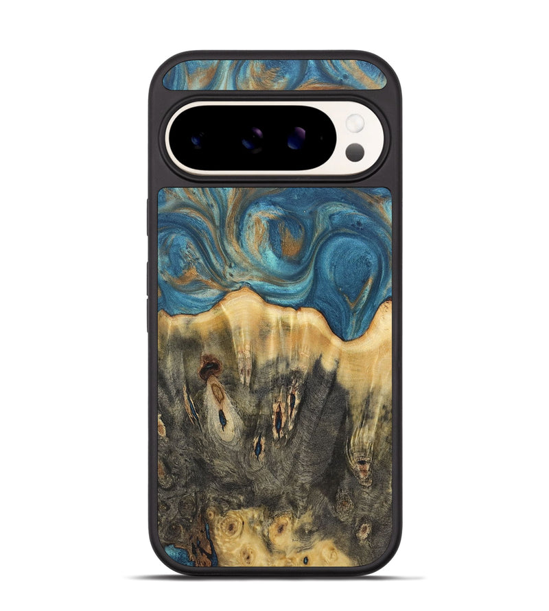 Pixel 9 Wood Phone Case - Melinda (Teal & Gold, 724814)