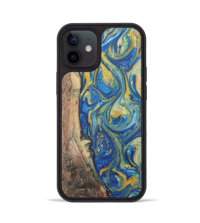 iPhone 12 Wood Phone Case - Mindy (Teal & Gold, 724815)