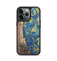 iPhone 13 Pro Wood Phone Case - Mindy (Teal & Gold, 724815)