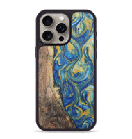 iPhone 15 Pro Max Wood Phone Case - Mindy (Teal & Gold, 724815)