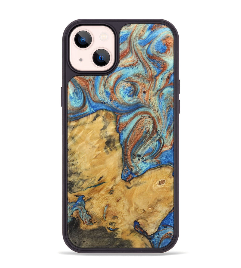 iPhone 14 Plus Wood Phone Case - Jazmin (Teal & Gold, 724956)