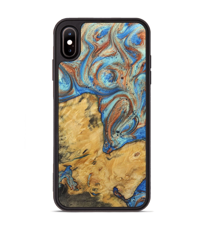 iPhone Xs Max Wood Phone Case - Jazmin (Teal & Gold, 724956)