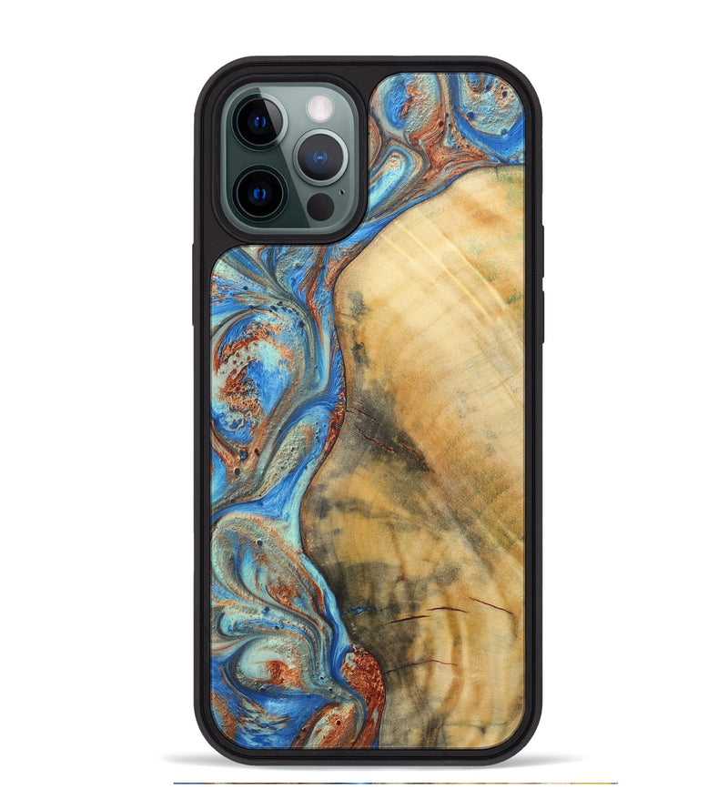 iPhone 12 Pro Max Wood Phone Case - Brandon (Teal & Gold, 724960)