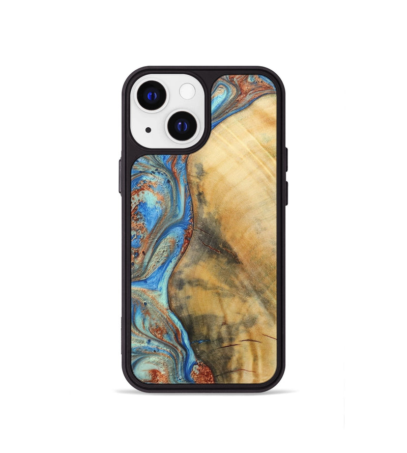 iPhone 13 mini Wood Phone Case - Brandon (Teal & Gold, 724960)