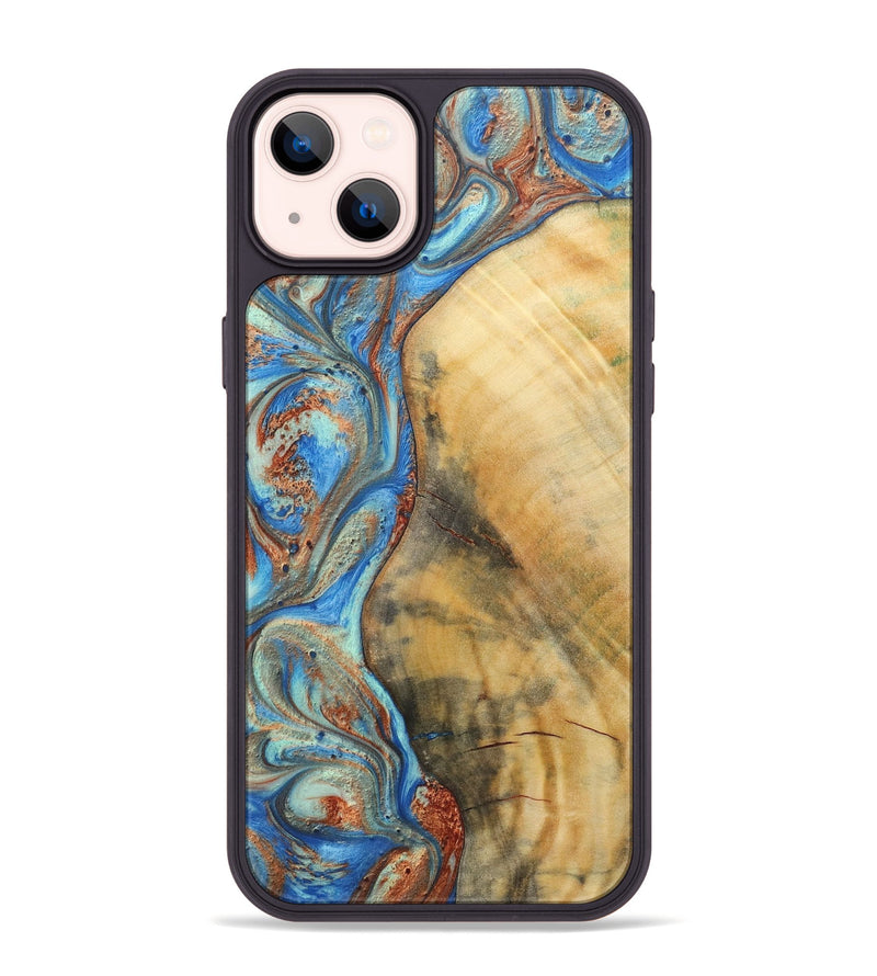 iPhone 14 Plus Wood Phone Case - Brandon (Teal & Gold, 724960)