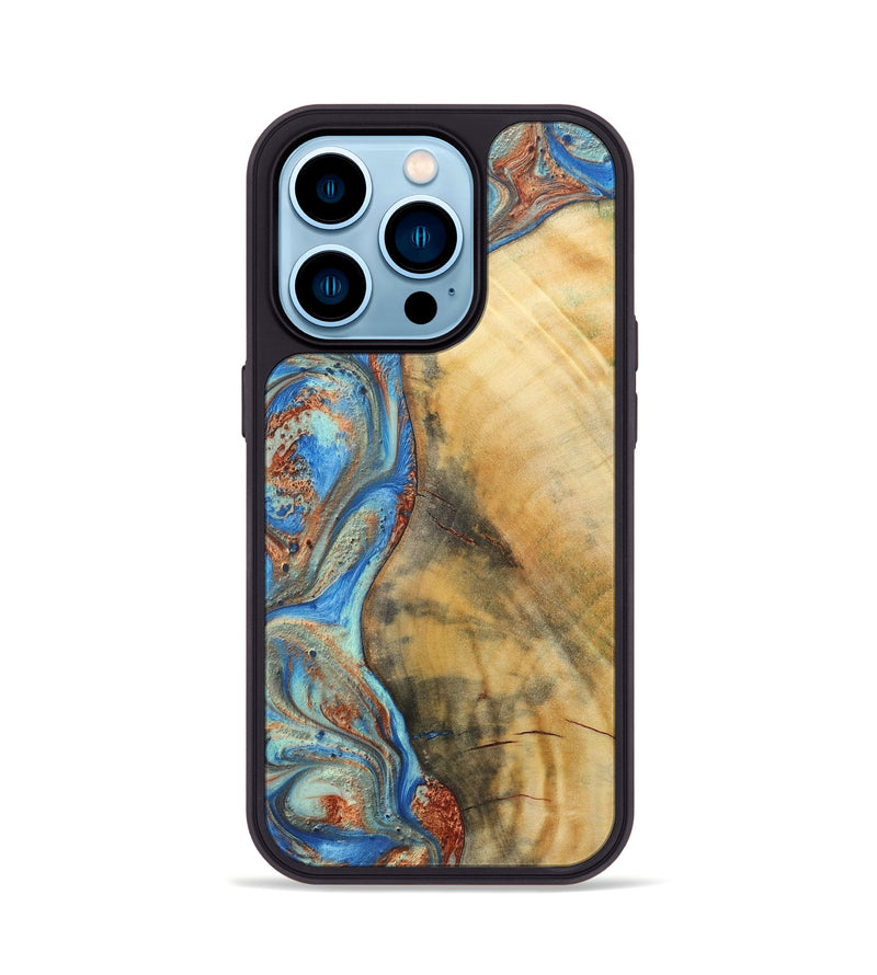 iPhone 14 Pro Wood Phone Case - Brandon (Teal & Gold, 724960)