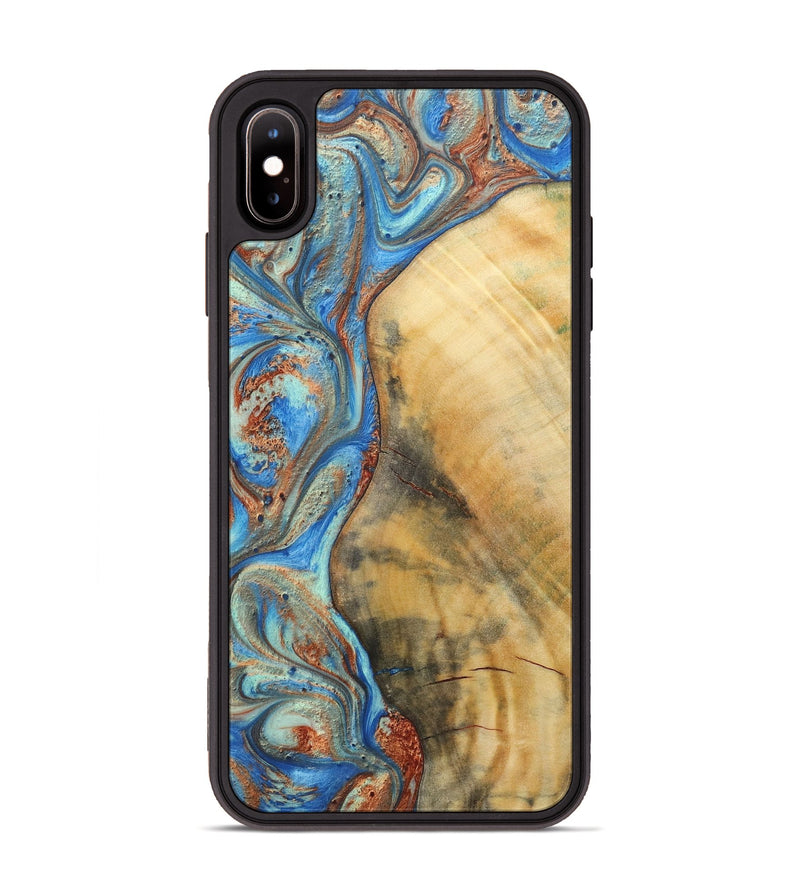 iPhone Xs Max Wood Phone Case - Brandon (Teal & Gold, 724960)