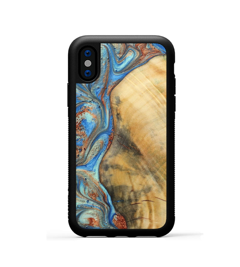 iPhone Xs Wood Phone Case - Brandon (Teal & Gold, 724960)