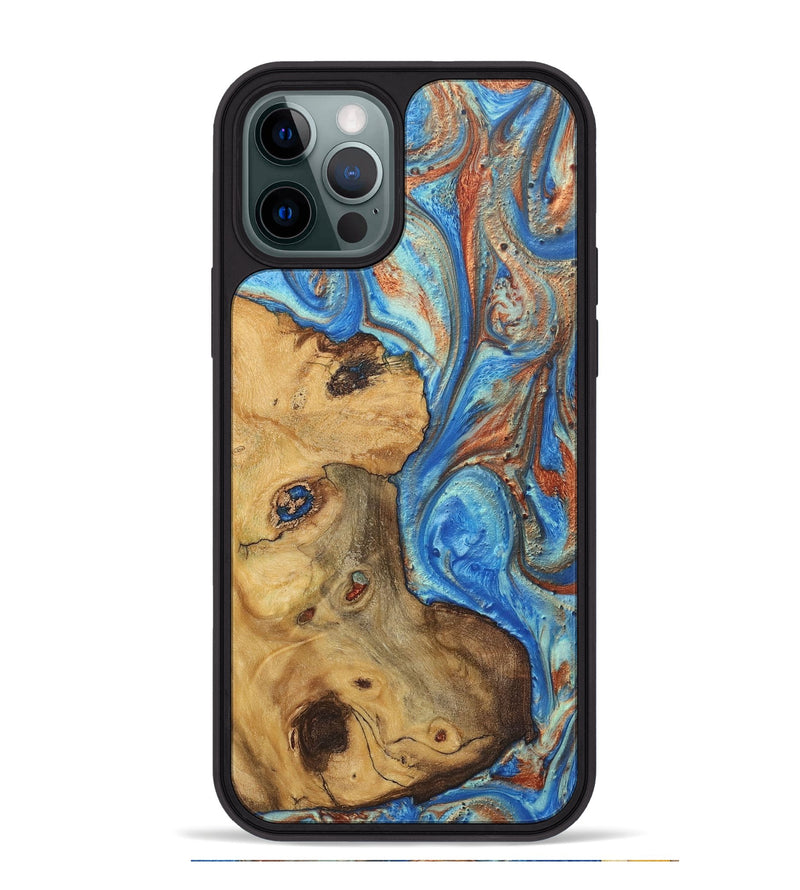 iPhone 12 Pro Max Wood Phone Case - Debbie (Teal & Gold, 724964)