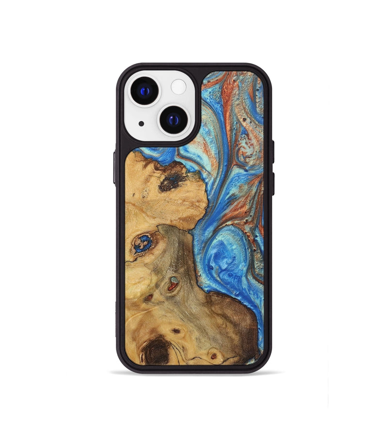 iPhone 13 mini Wood Phone Case - Debbie (Teal & Gold, 724964)