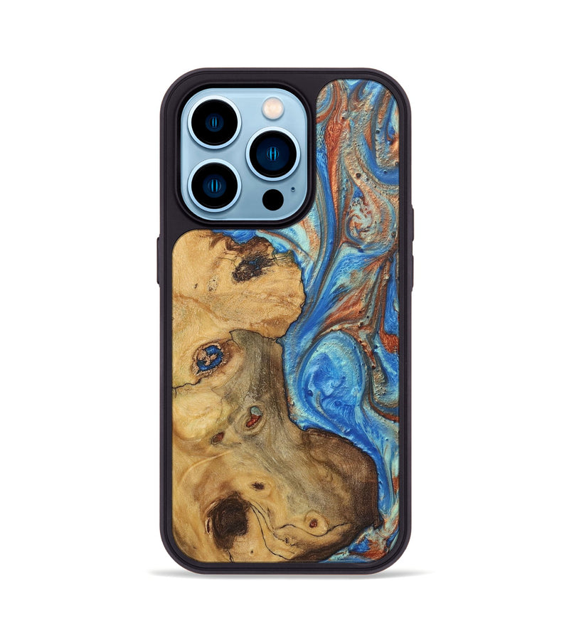 iPhone 14 Pro Wood Phone Case - Debbie (Teal & Gold, 724964)