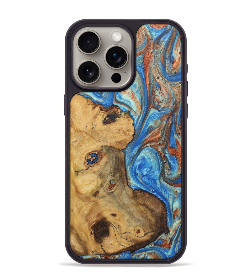 iPhone 15 Pro Max Wood Phone Case - Debbie (Teal & Gold, 724964)