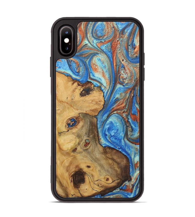 iPhone Xs Max Wood Phone Case - Debbie (Teal & Gold, 724964)