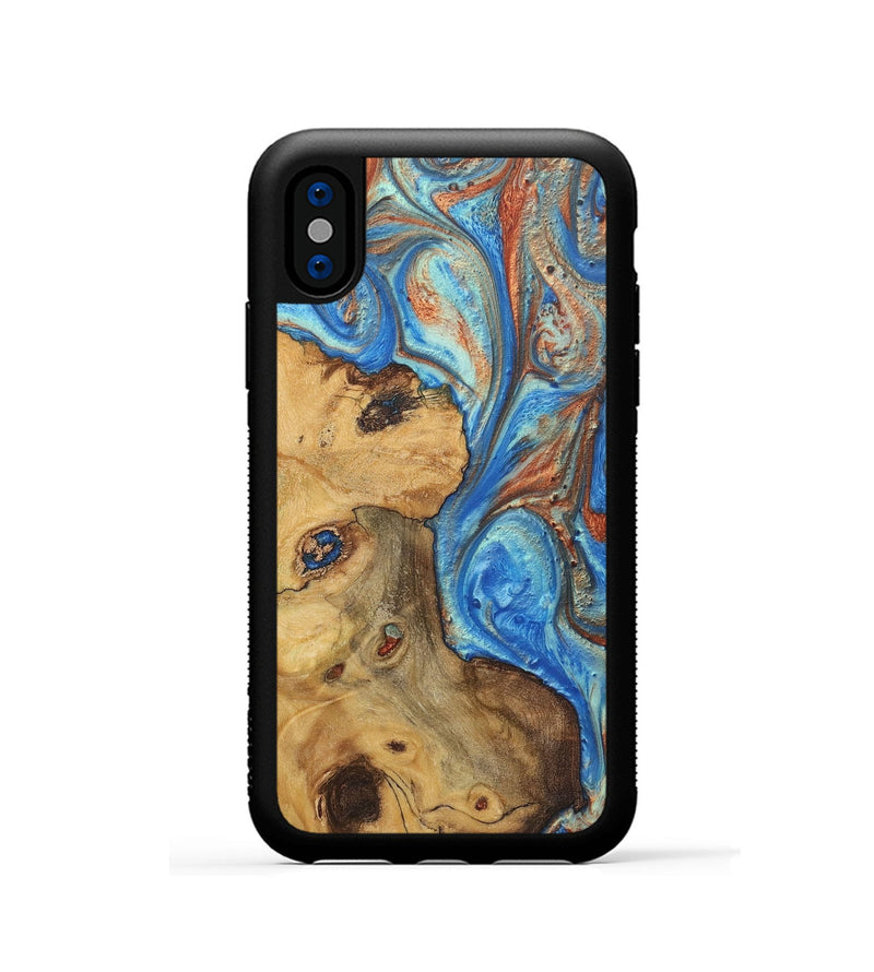 iPhone Xs Wood Phone Case - Debbie (Teal & Gold, 724964)