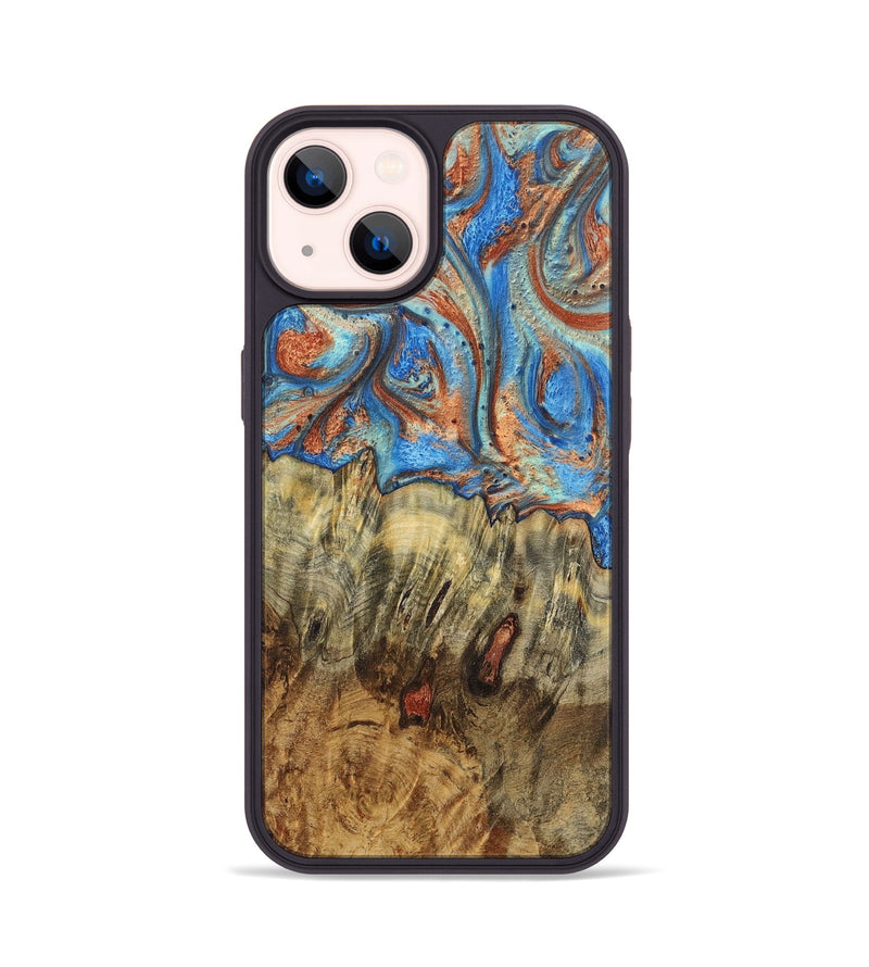 iPhone 14 Wood Phone Case - Melissa (Teal & Gold, 724966)