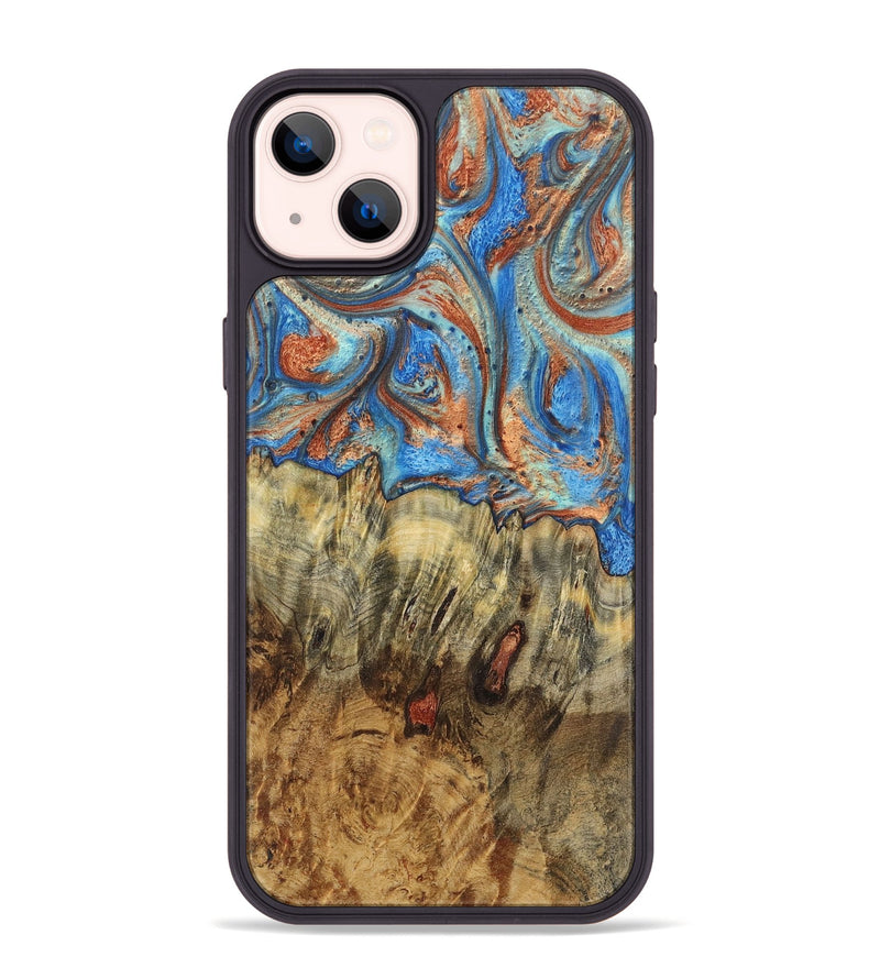 iPhone 14 Plus Wood Phone Case - Melissa (Teal & Gold, 724966)