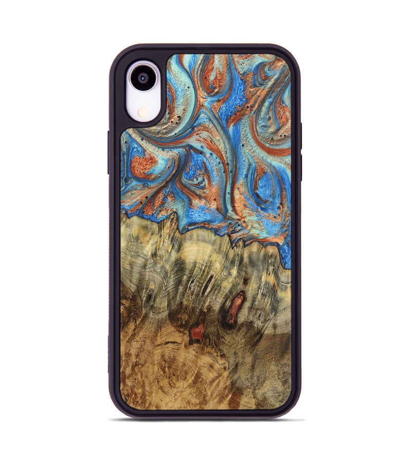 iPhone Xr Wood Phone Case - Melissa (Teal & Gold, 724966)