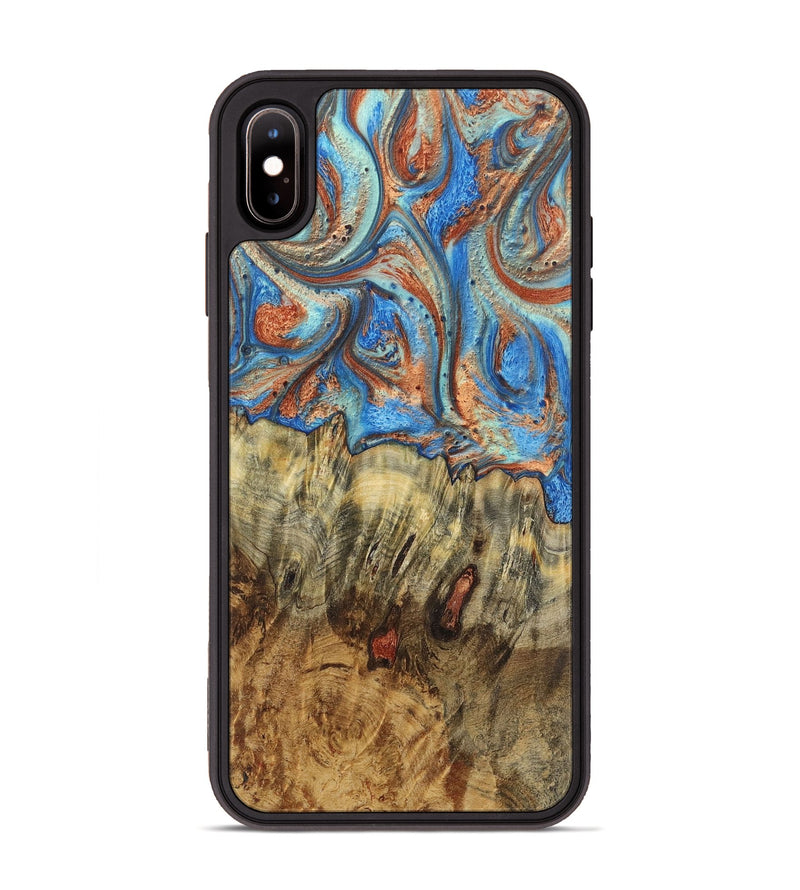 iPhone Xs Max Wood Phone Case - Melissa (Teal & Gold, 724966)