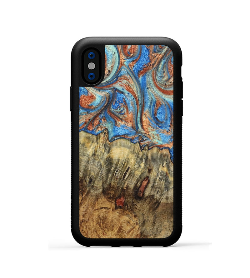 iPhone Xs Wood Phone Case - Melissa (Teal & Gold, 724966)