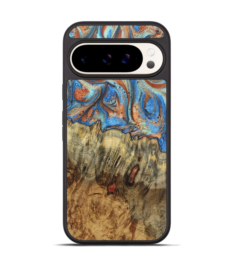 Pixel 9 Wood Phone Case - Melissa (Teal & Gold, 724966)