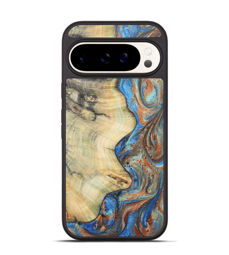 Pixel 9 Wood Phone Case - Connor (Teal & Gold, 724970)