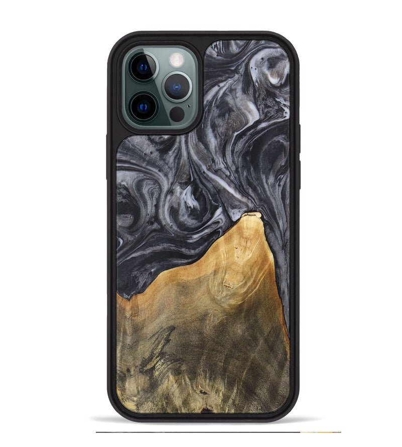 iPhone 12 Pro Max Wood Phone Case - Ethan (Black & White, 725025)