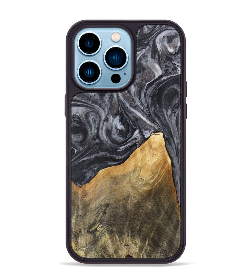 iPhone 14 Pro Max Wood Phone Case - Ethan (Black & White, 725025)