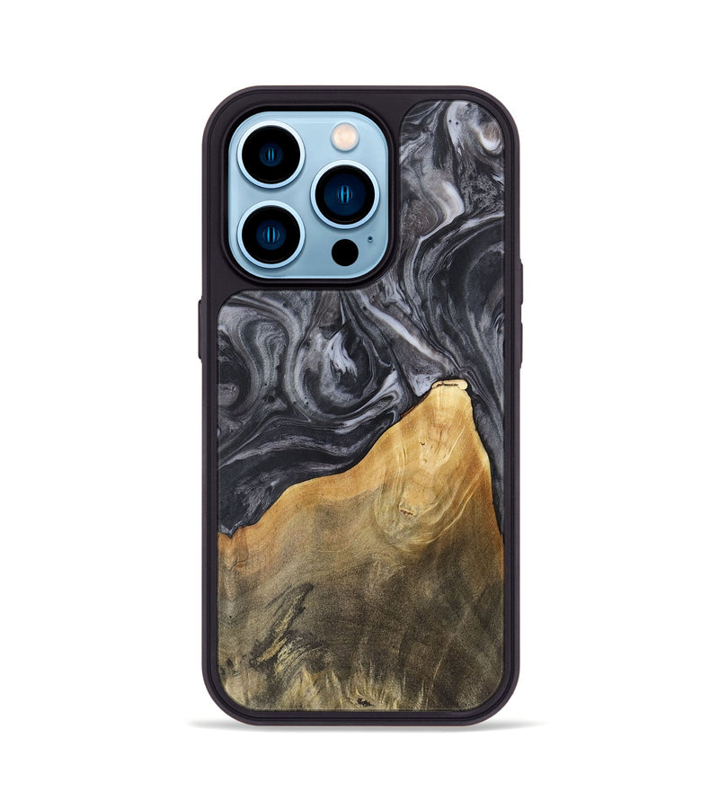 iPhone 14 Pro Wood Phone Case - Ethan (Black & White, 725025)