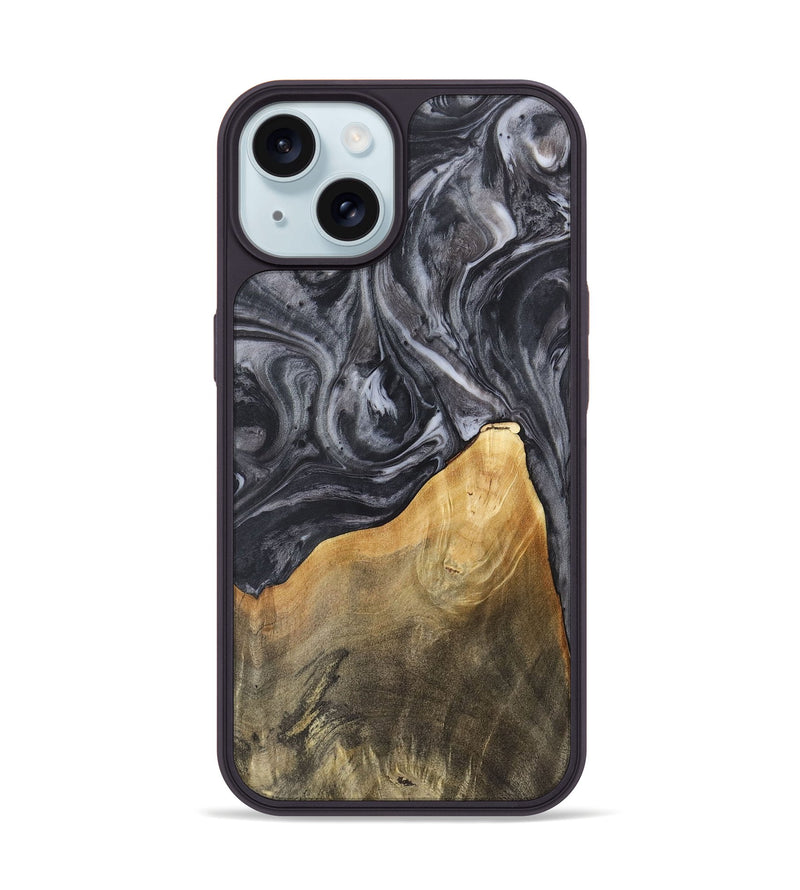 iPhone 15 Wood Phone Case - Ethan (Black & White, 725025)