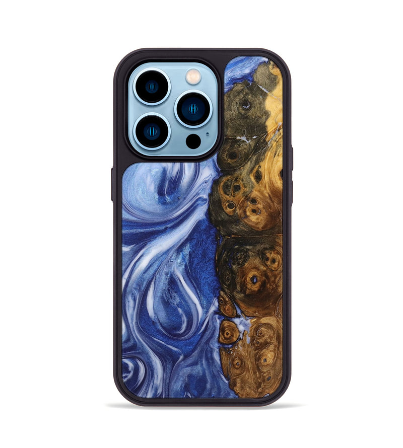 iPhone 14 Pro Wood Phone Case - Malachi (Blue, 725031)