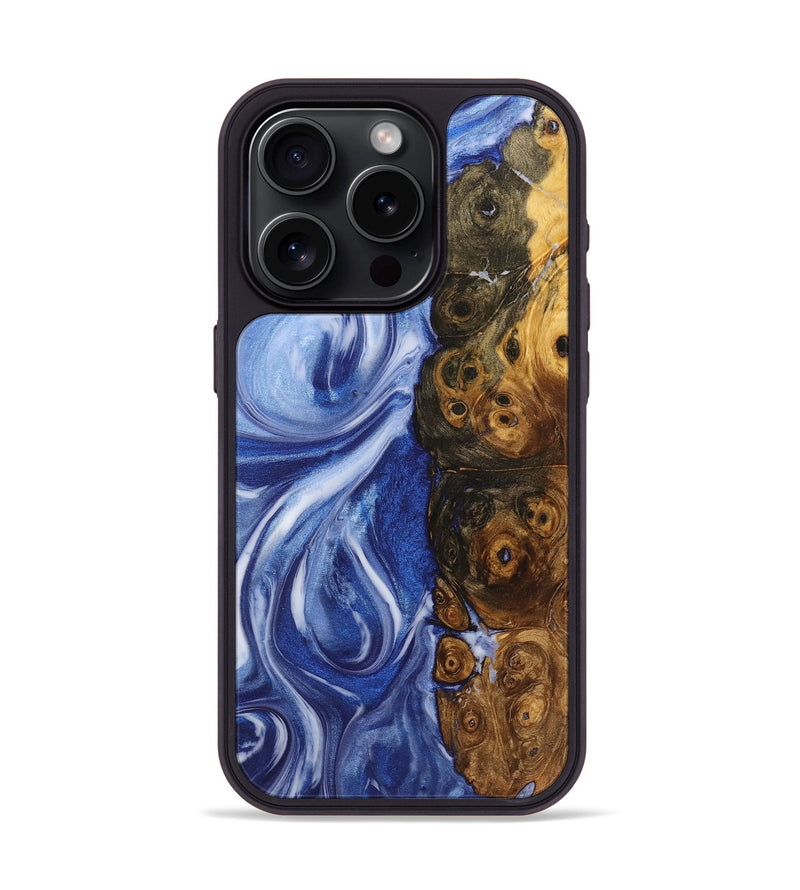 iPhone 15 Pro Wood Phone Case - Malachi (Blue, 725031)