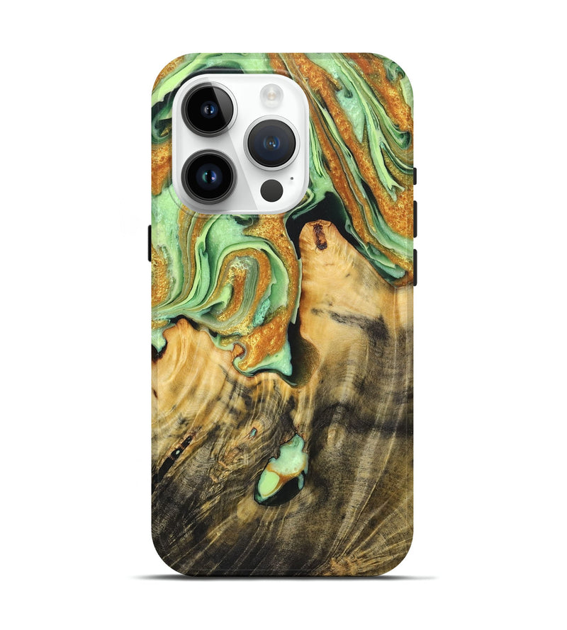 iPhone 15 Pro Wood Live Edge Phone Case - Easton (Green, 725086)